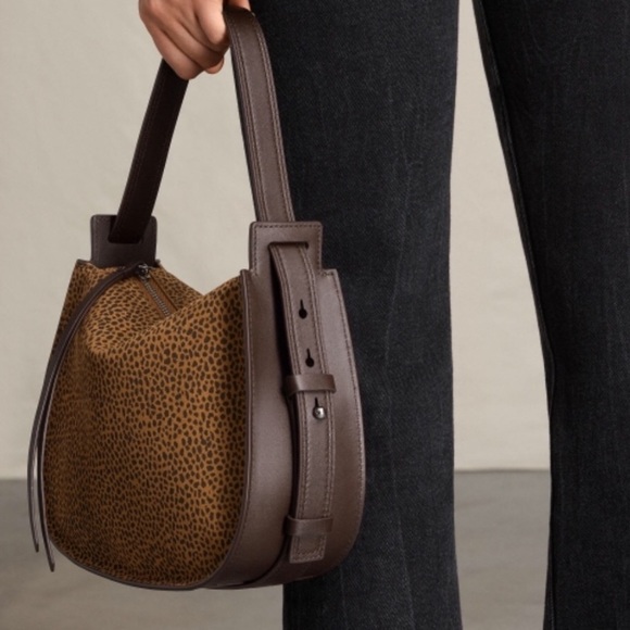 All Saints Handbags - ALLSAINTS Mini Echo Calfskin Leopard Print Hobo